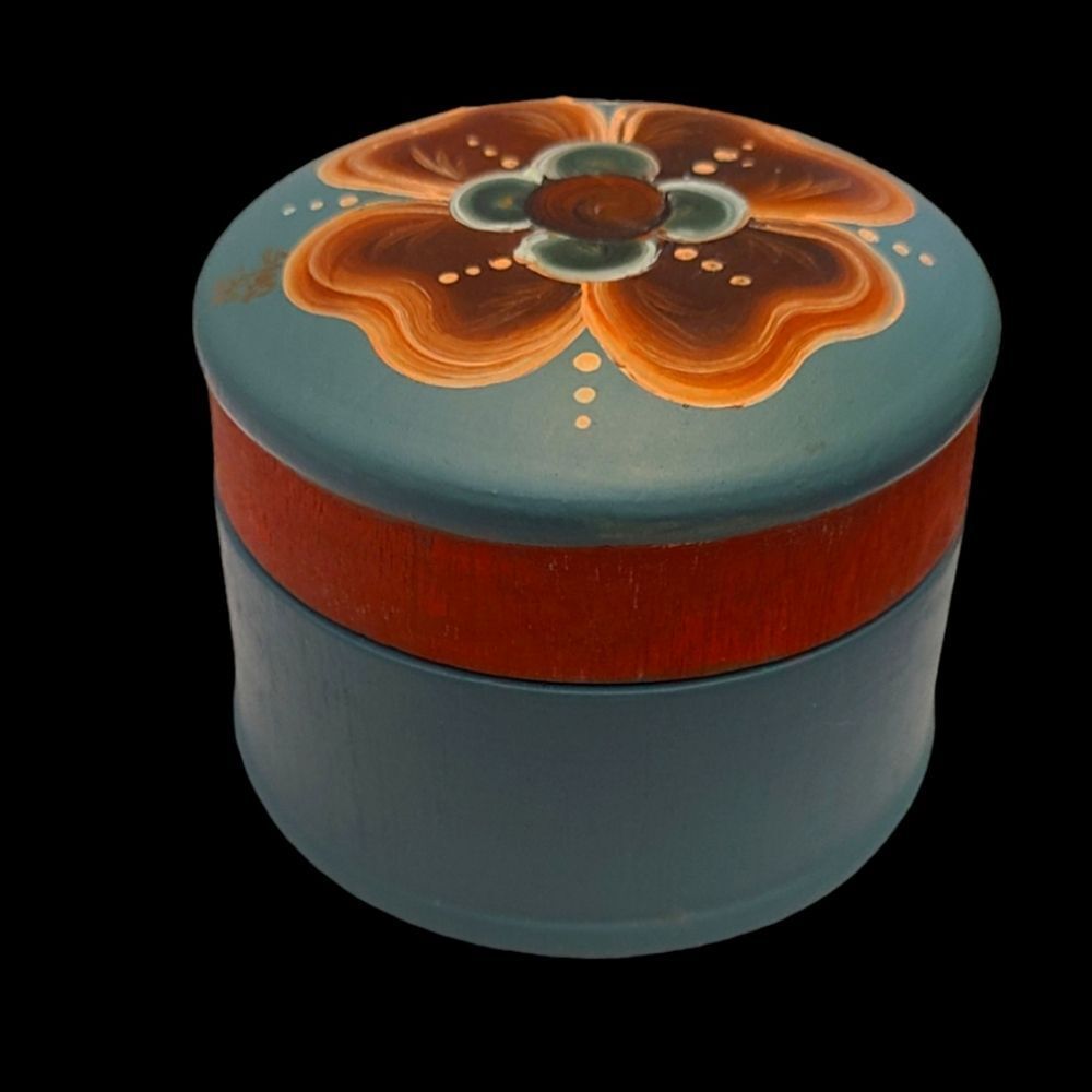 Vintage Hand-Painted Tole Wooden‎ Tri ket Box
